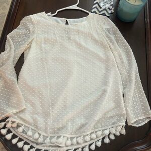 Sail to sable Swiss dot, White Tassel Women's Top